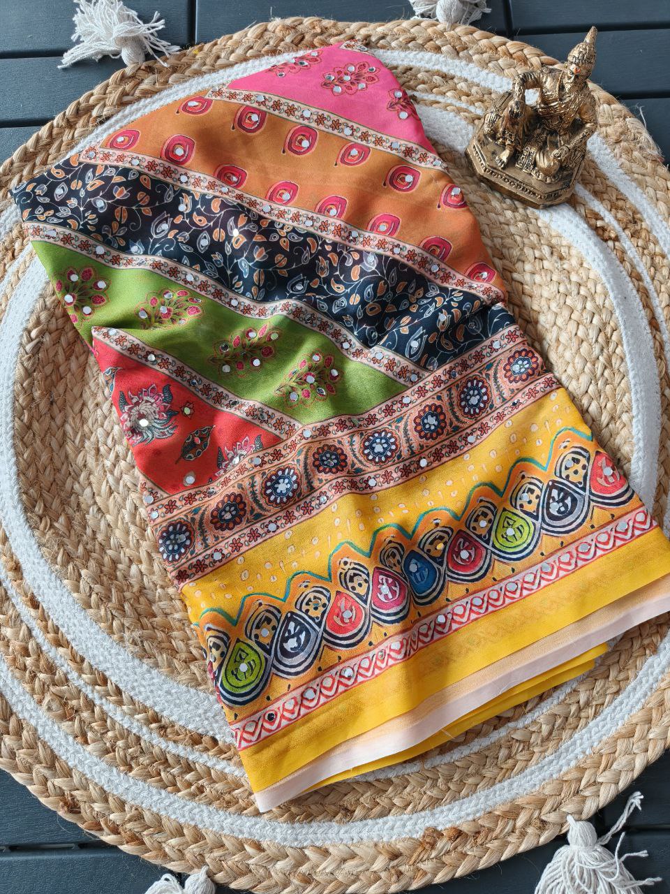 Stylish Marsh Mellow Georgette Saree