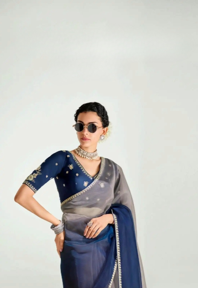 Stylish Organza Saree With Blouse | 100% Original Saree