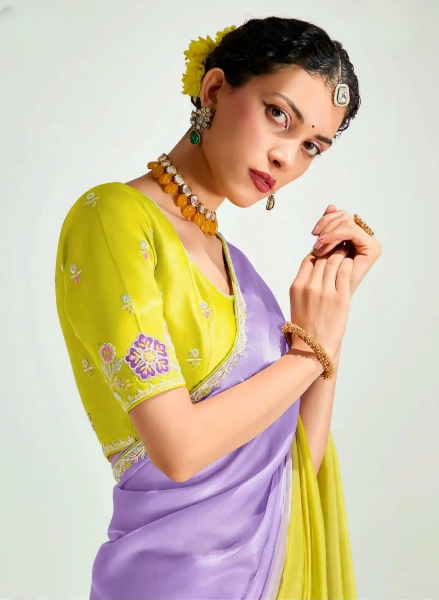 Stylish Organza Saree With Blouse | 100% Original Saree