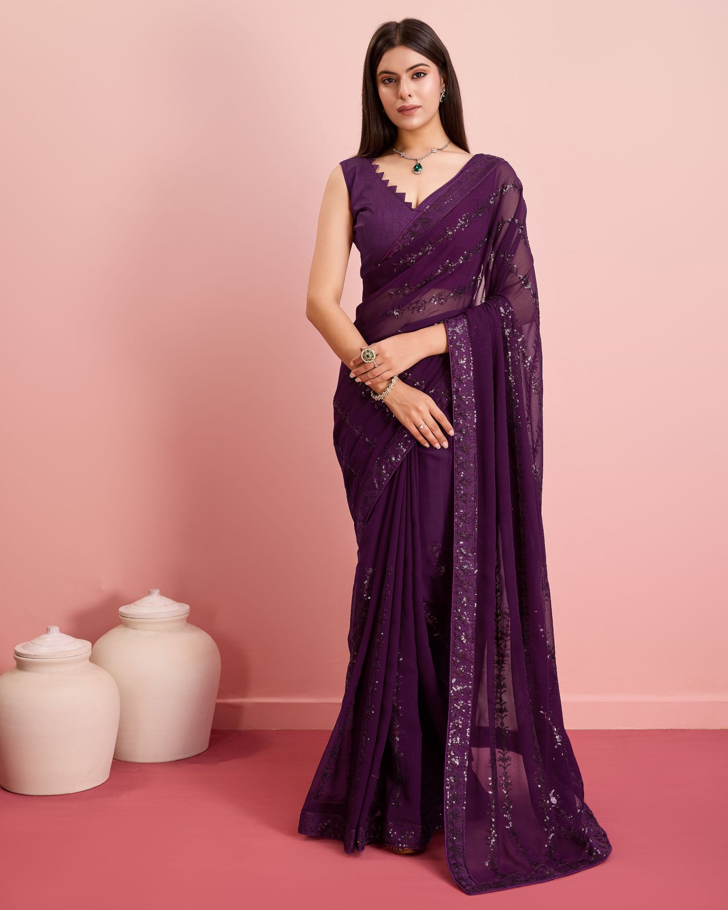 Stylish Party Wear Georgette Saree