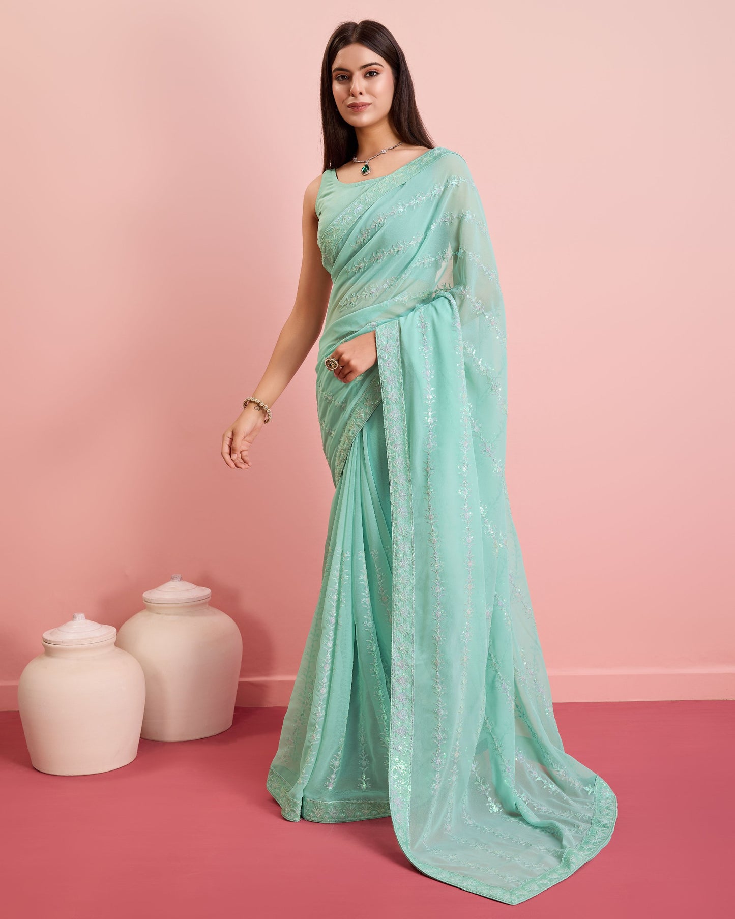 Stylish Party Wear Georgette Saree