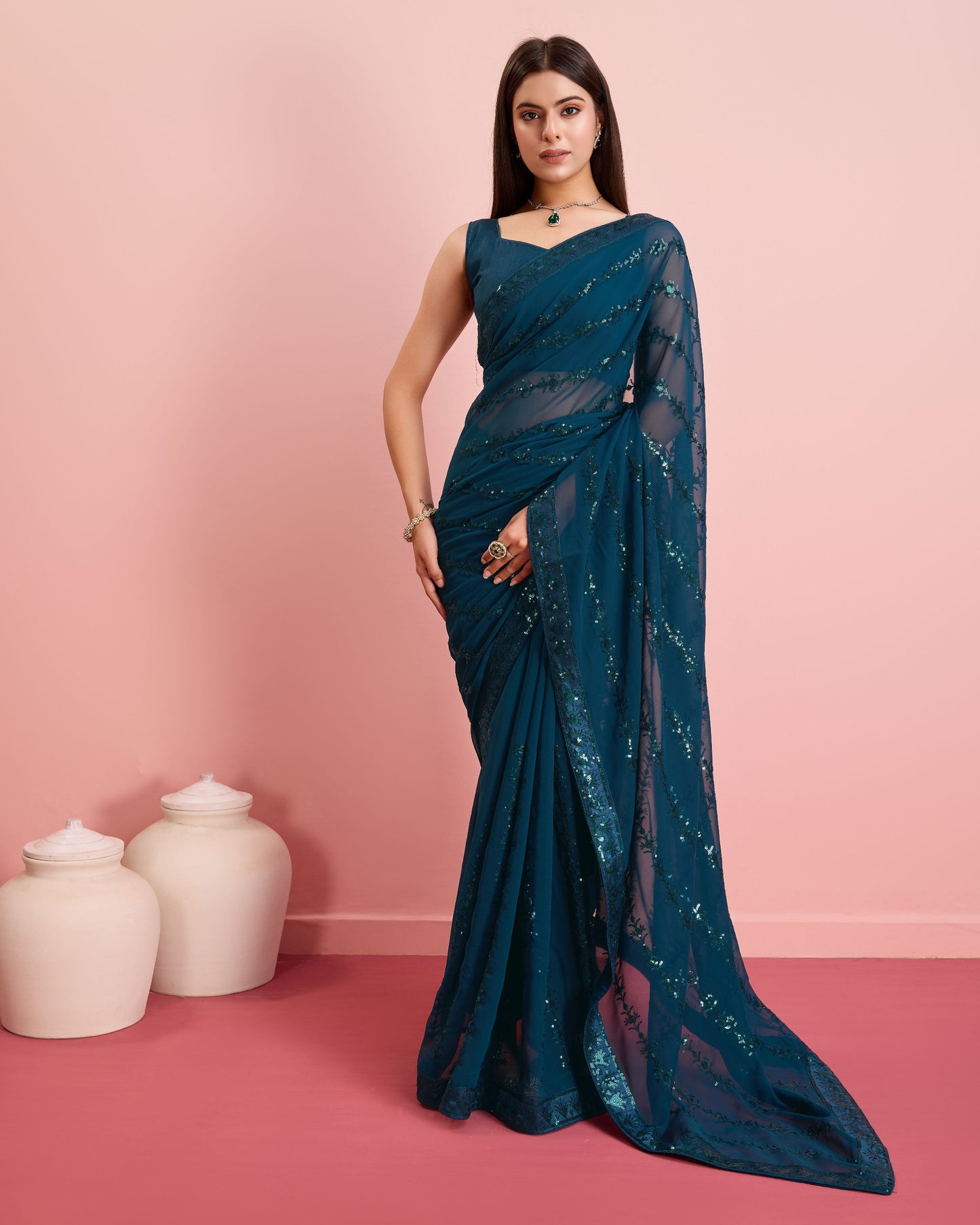 Stylish Party Wear Georgette Saree