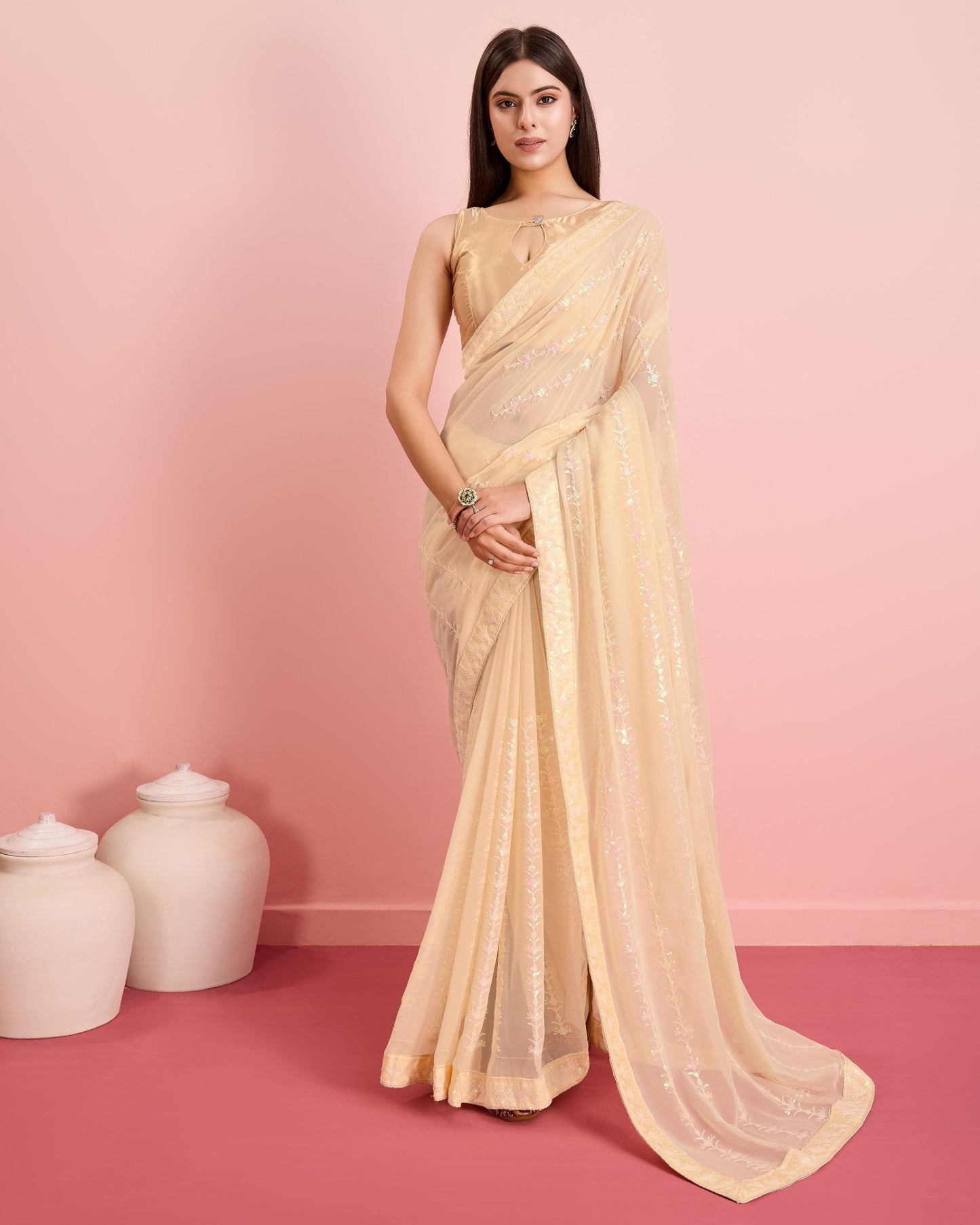 Stylish Party Wear Georgette Saree