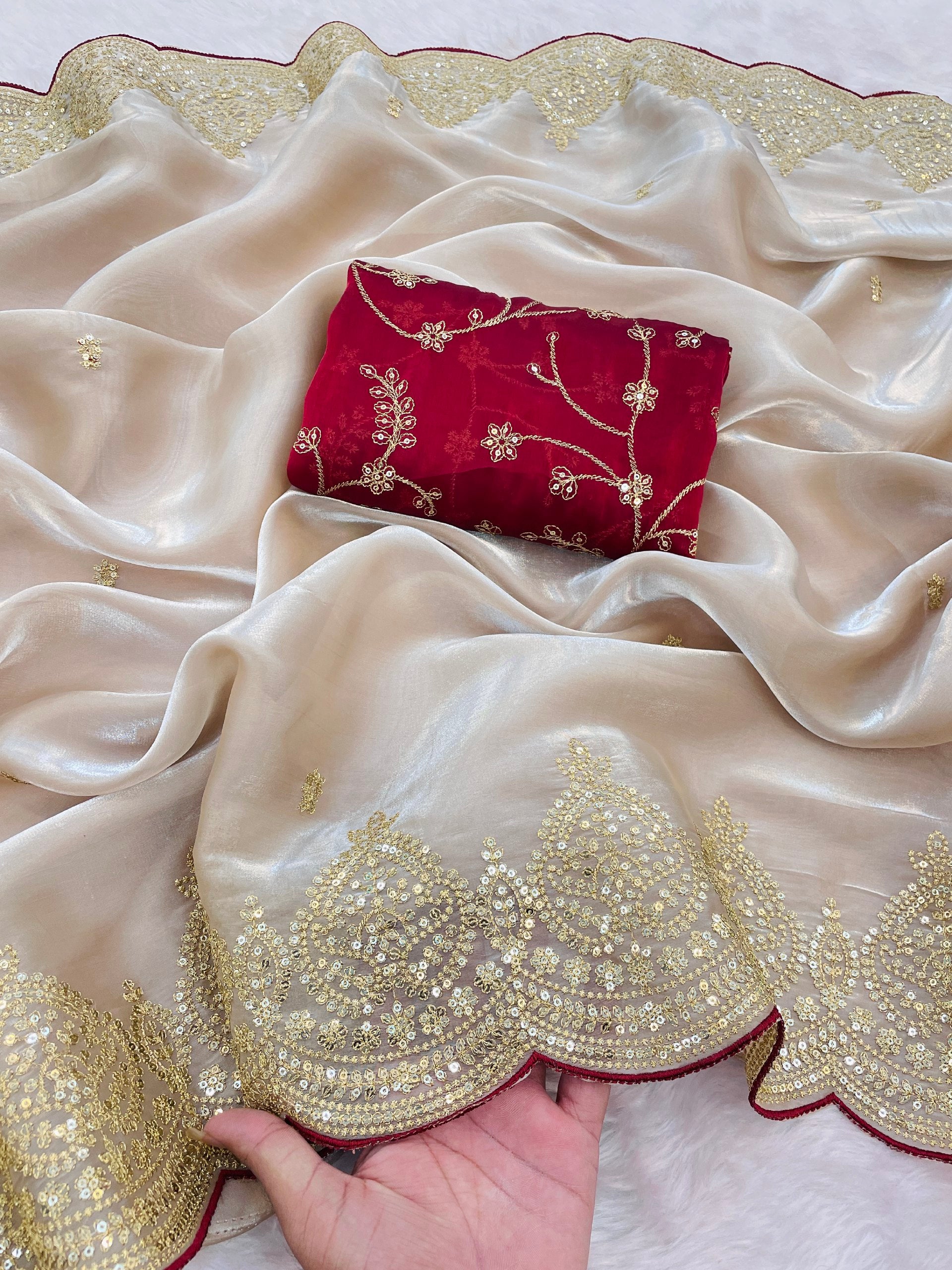 Stylish Party Wear Jimmy Choo Silk Saree