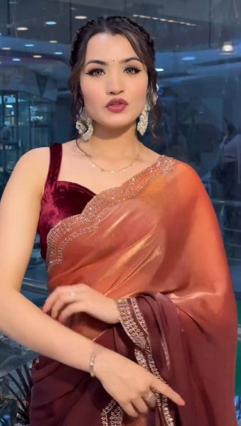 Stylish Party Wear Jimmy Choo Silk Saree