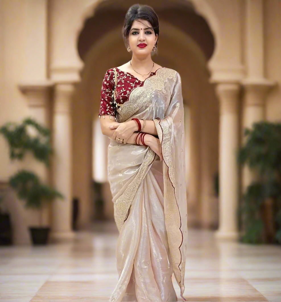 Stylish Party Wear Jimmy Choo Silk Saree
