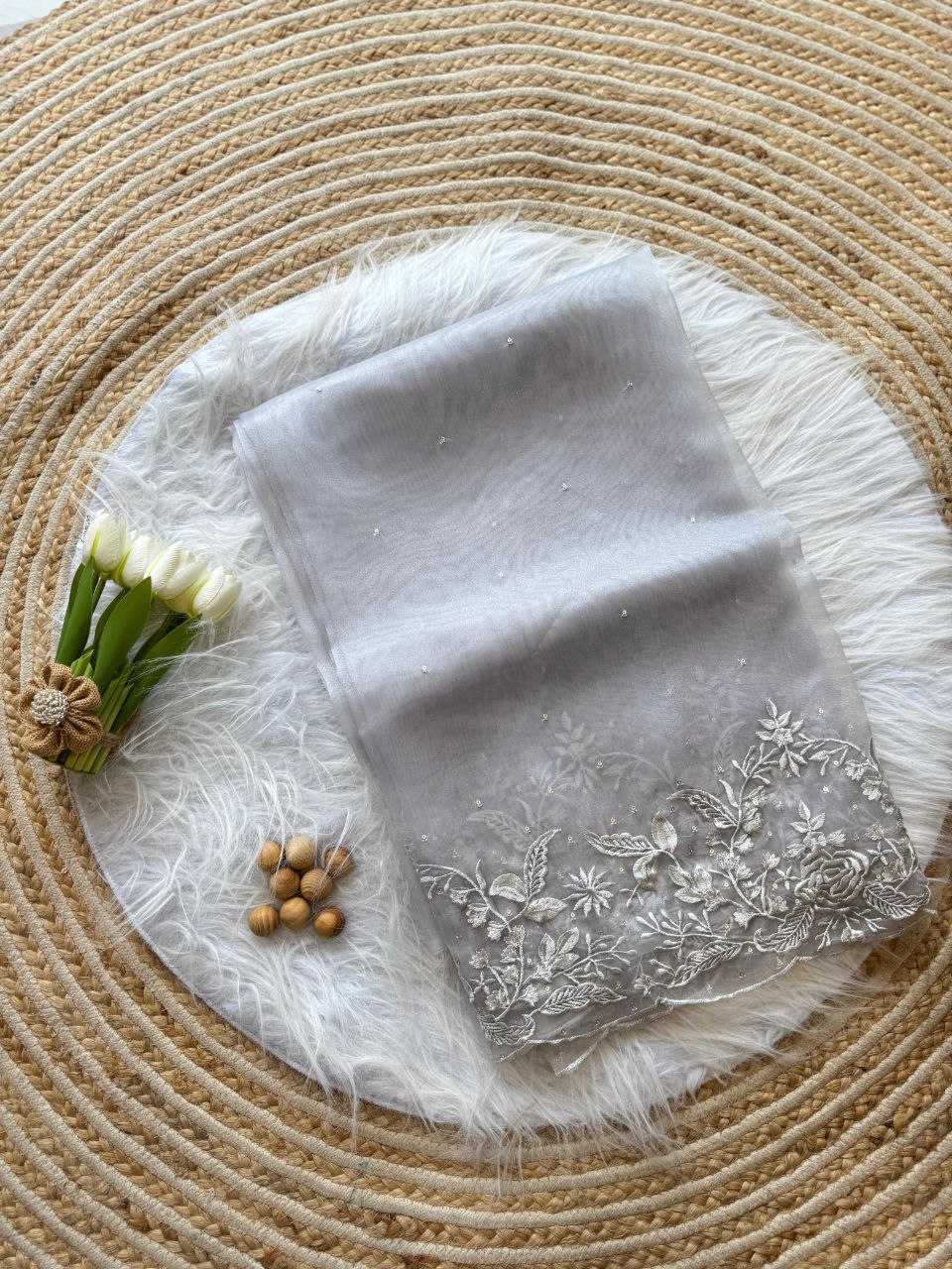 Stylish Party Wear Organza Silk Saree