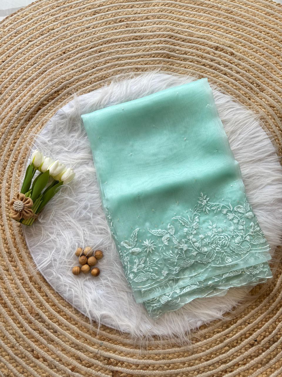 Stylish Party Wear Organza Silk Saree