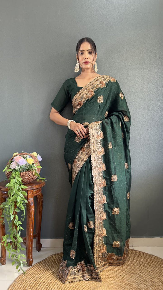 Stylish Ready Made Vichitra Silk Saree