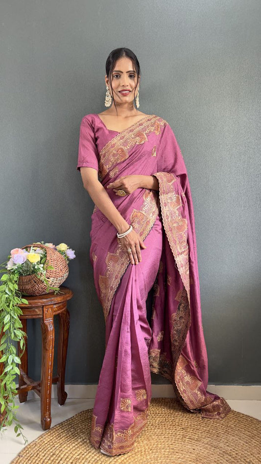 Stylish Ready Made Vichitra Silk Saree