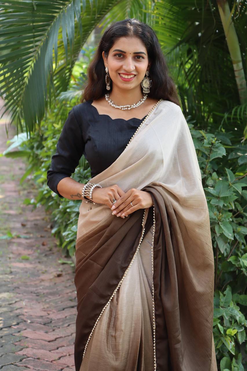 Stylish Ready To Wear Chinon Saree