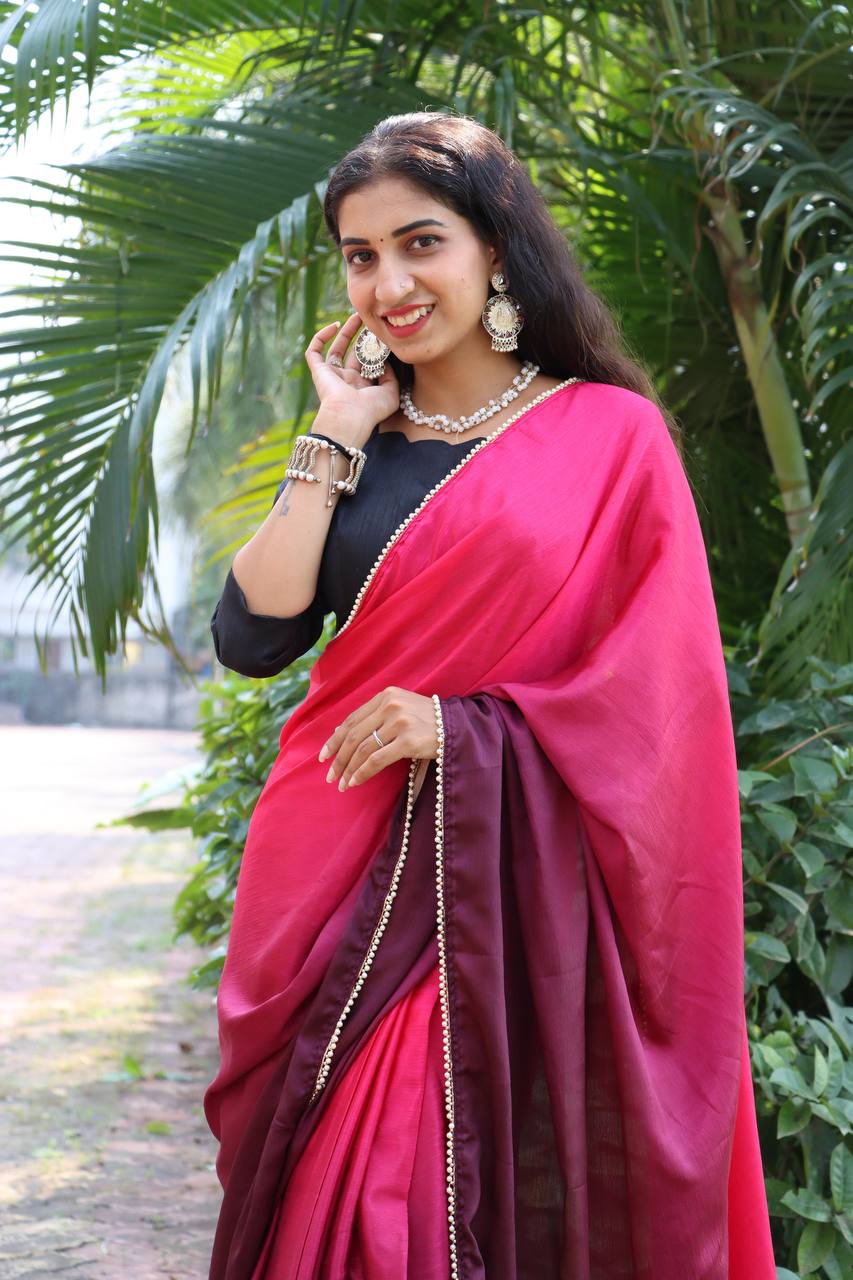 Stylish Ready To Wear Chinon Saree