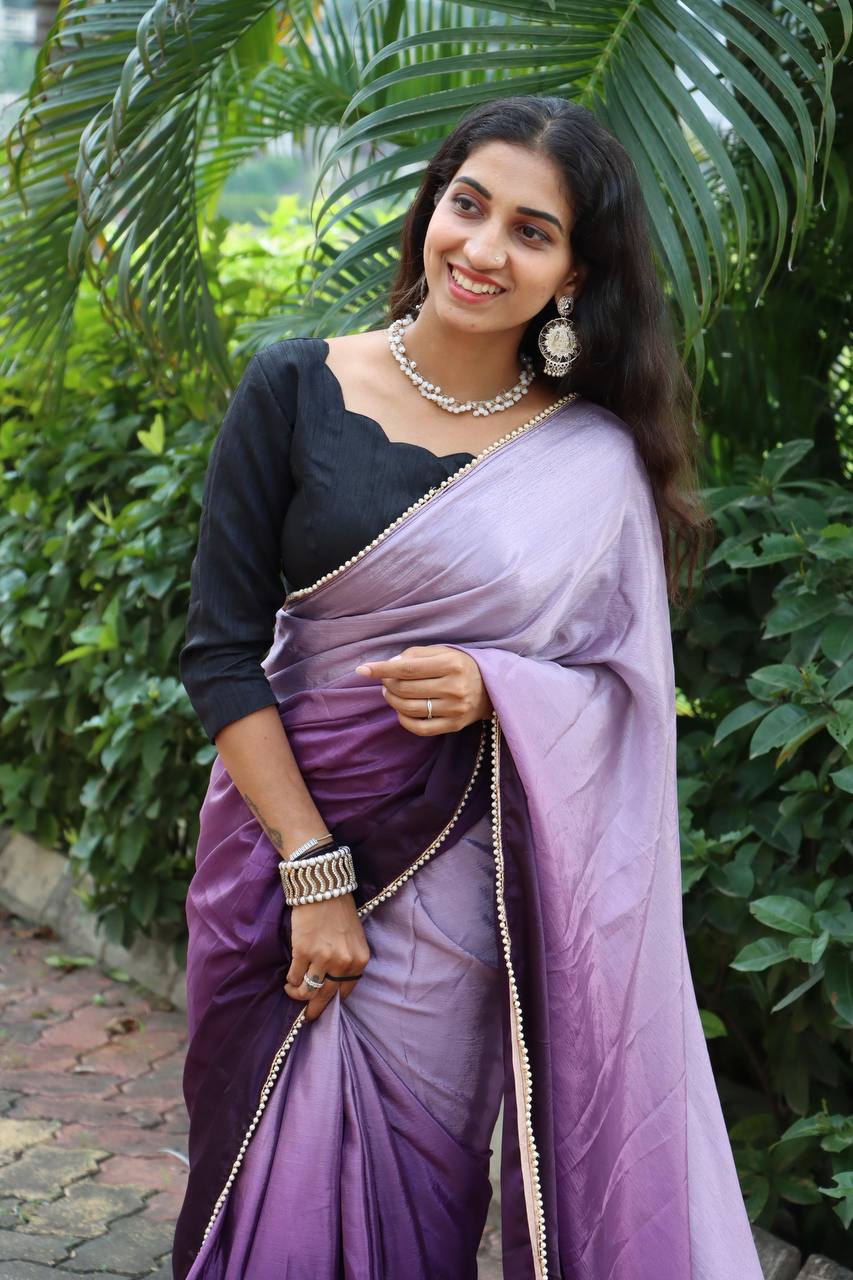 Stylish Ready To Wear Chinon Saree