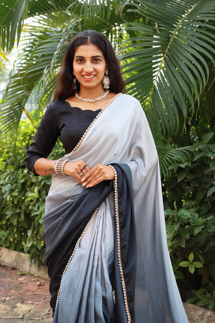 Stylish Ready To Wear Chinon Saree