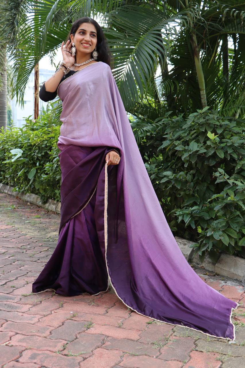 Stylish Ready To Wear Chinon Saree