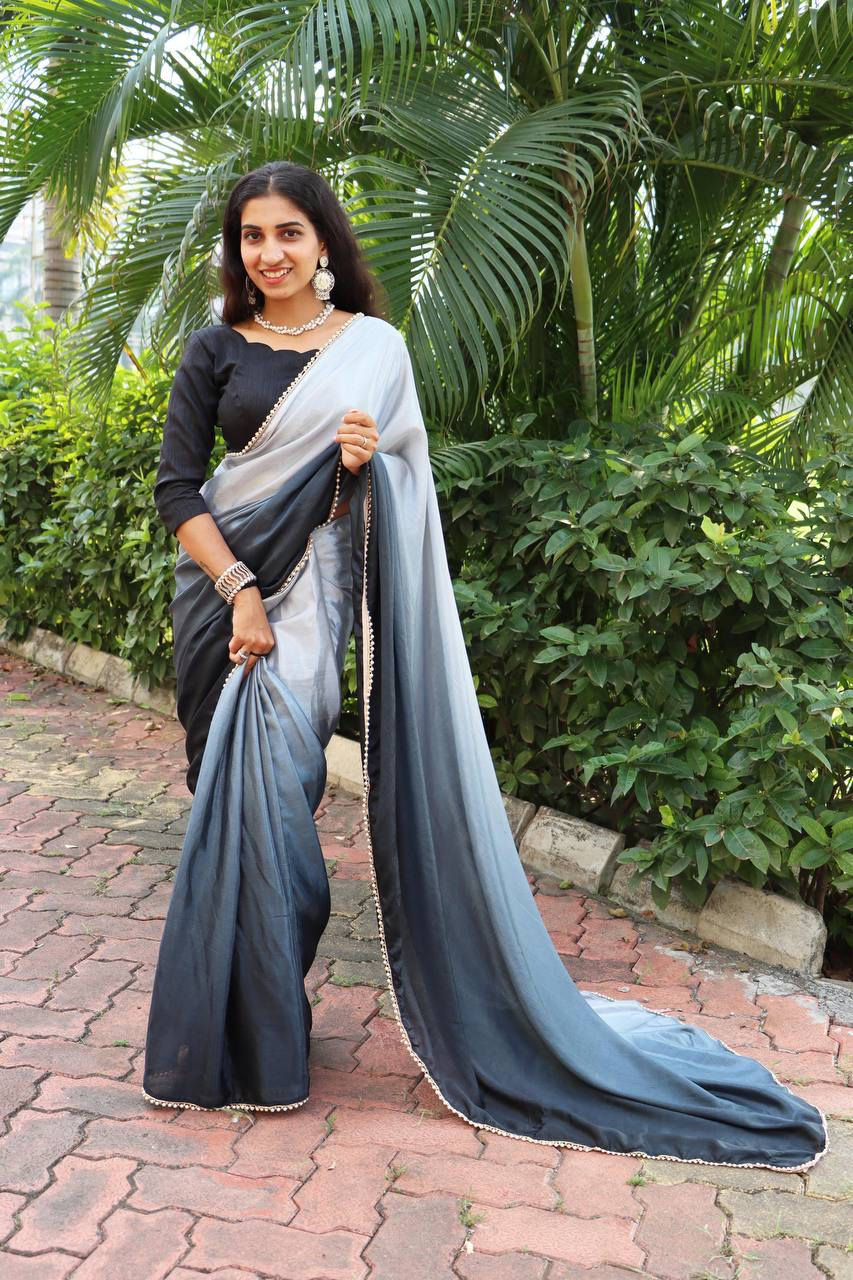 Stylish Ready To Wear Chinon Saree