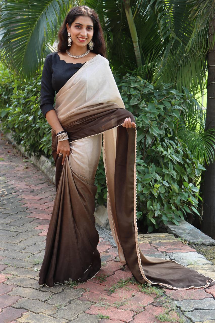 Stylish Ready To Wear Chinon Saree