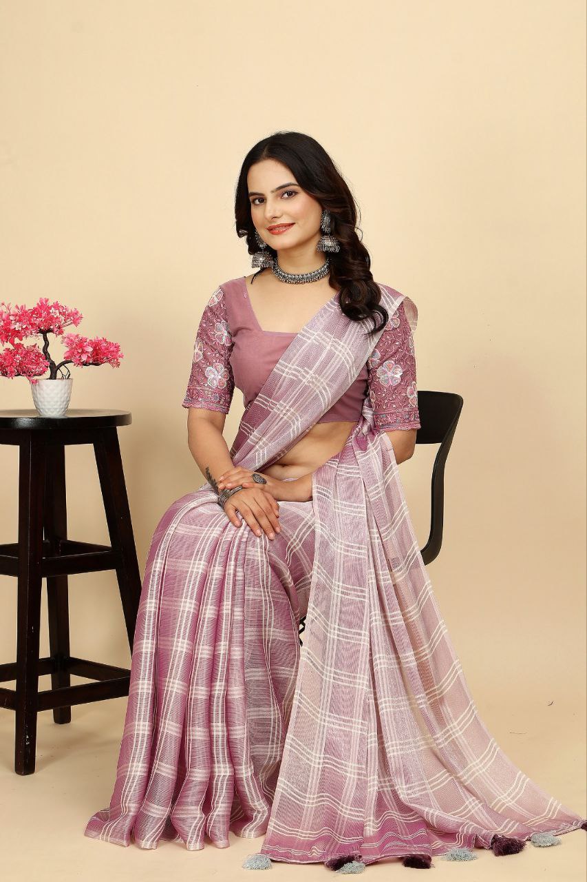 Stylish Two Tone Chiffon Saree