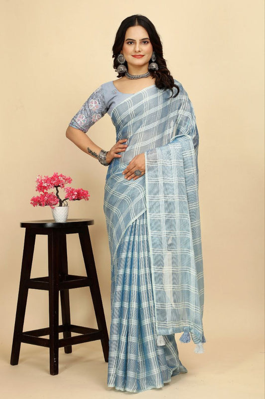 Stylish Two Tone Chiffon Saree