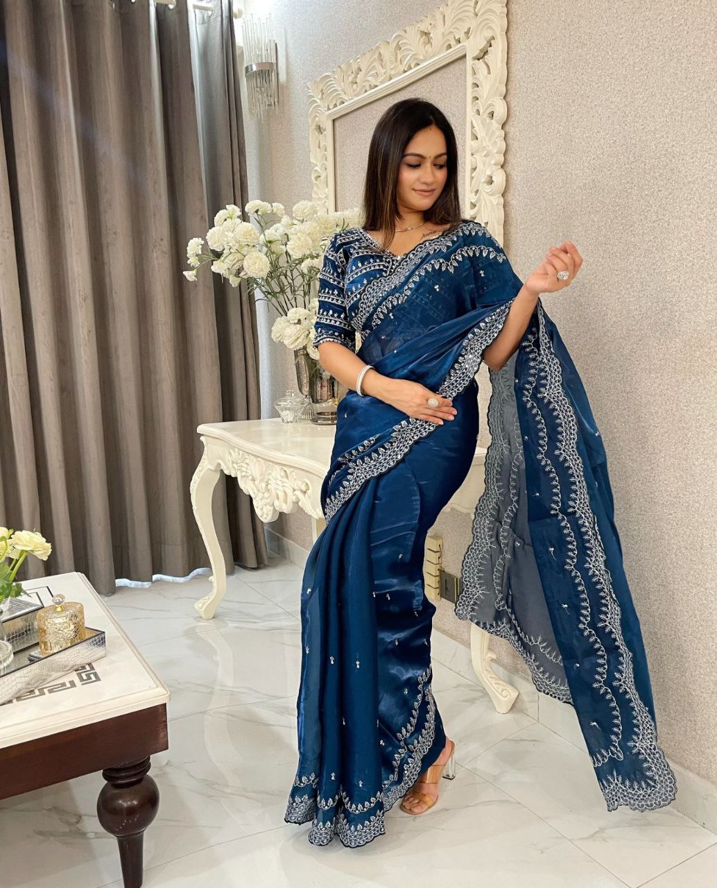 Stylish Zimmy Choo Satin Saree