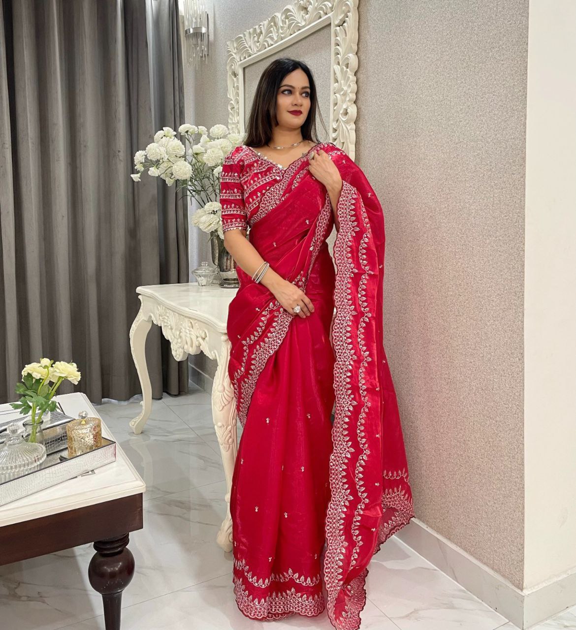 Stylish Zimmy Choo Satin Saree