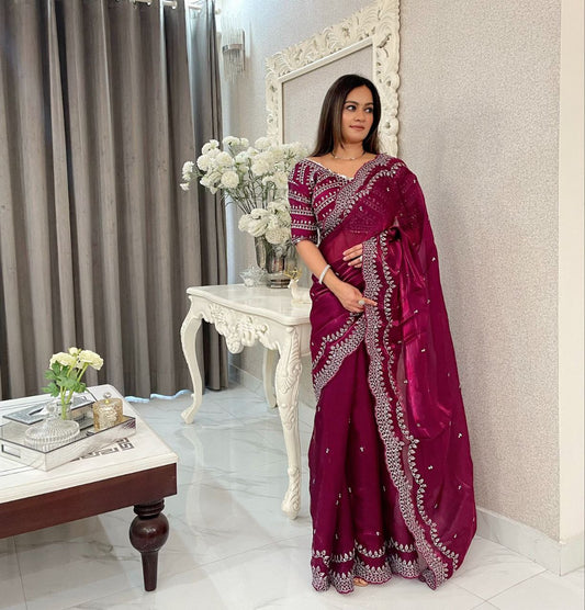 Stylish Zimmy Choo Satin Saree