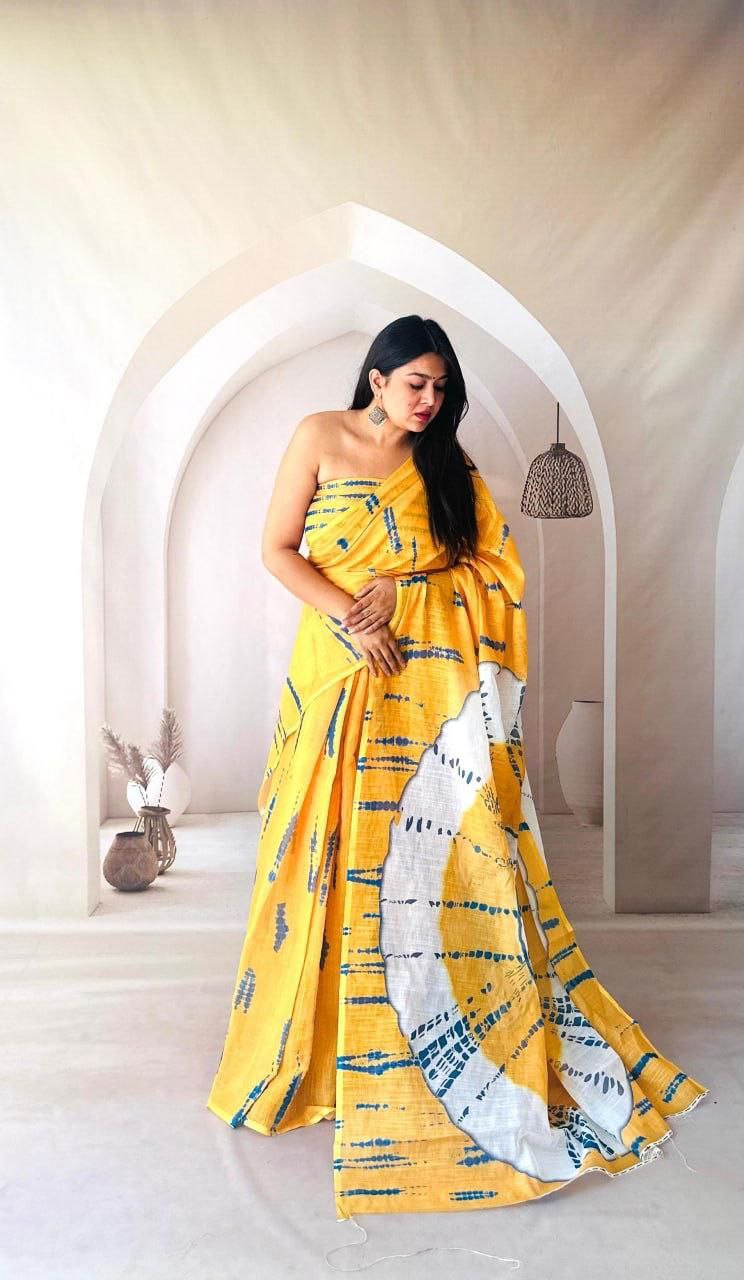 Summer Wear Flowy Linen Silk Cotton Saree