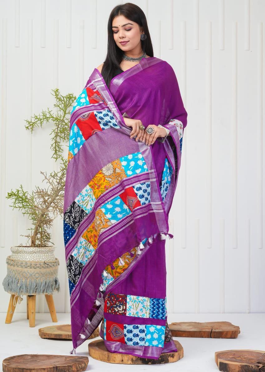 Summer Wear Flowy Linen Silk Cotton Saree