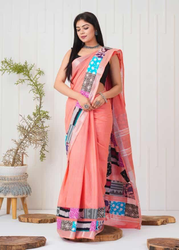 Summer Wear Flowy Linen Silk Cotton Saree