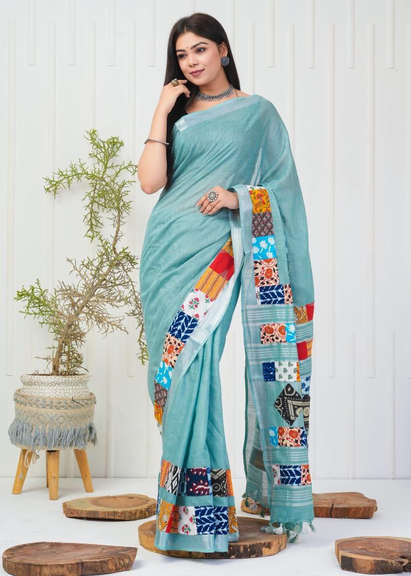 Summer Wear Flowy Linen Silk Cotton Saree