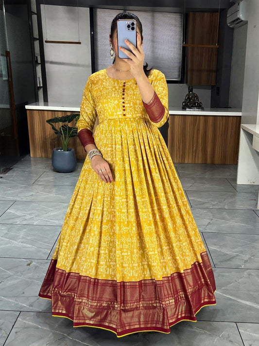 Traditional Cotton Silk Gown Dress