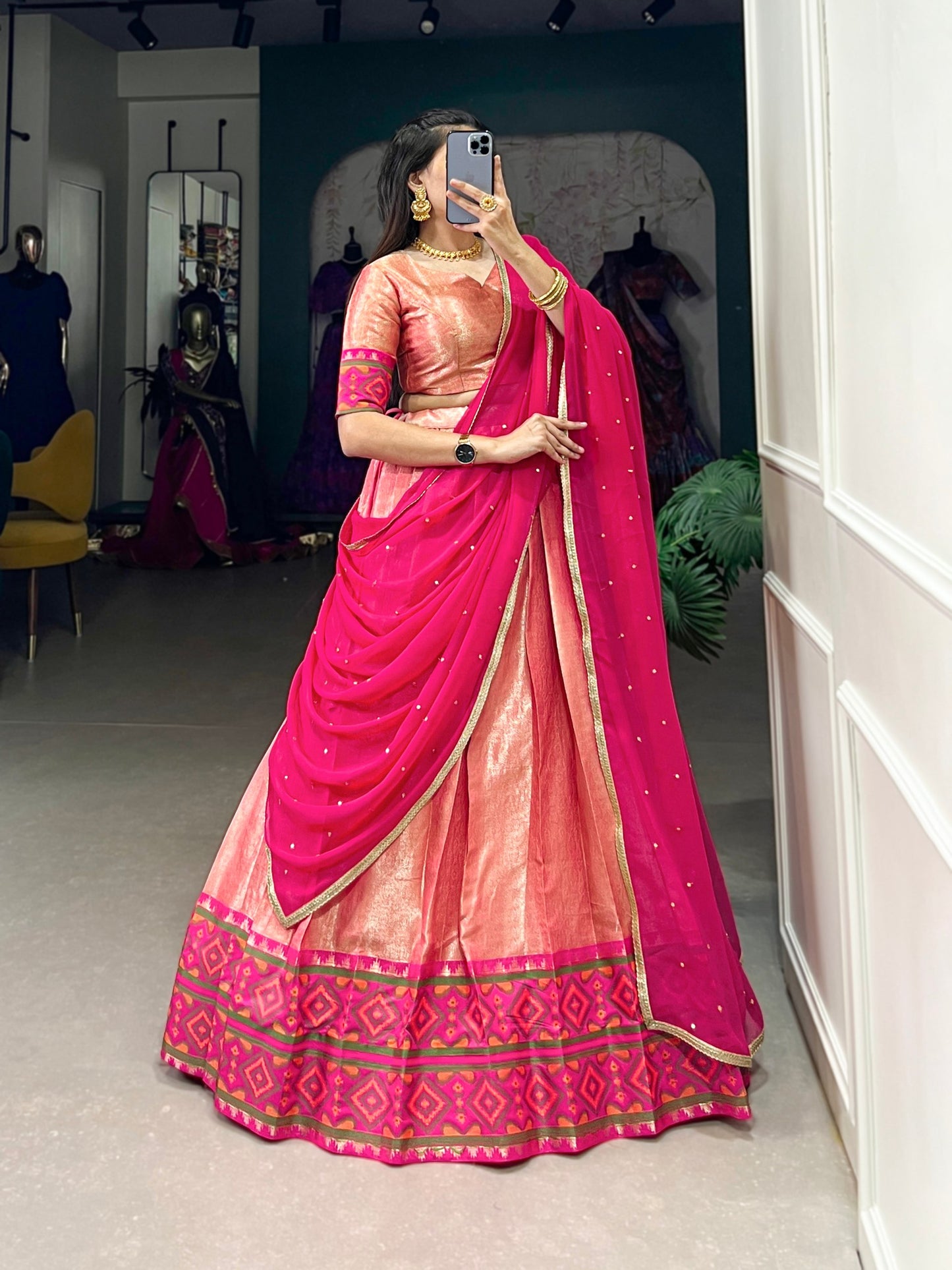 Traditional Ikkat Kanjivaram Lehenga Choli