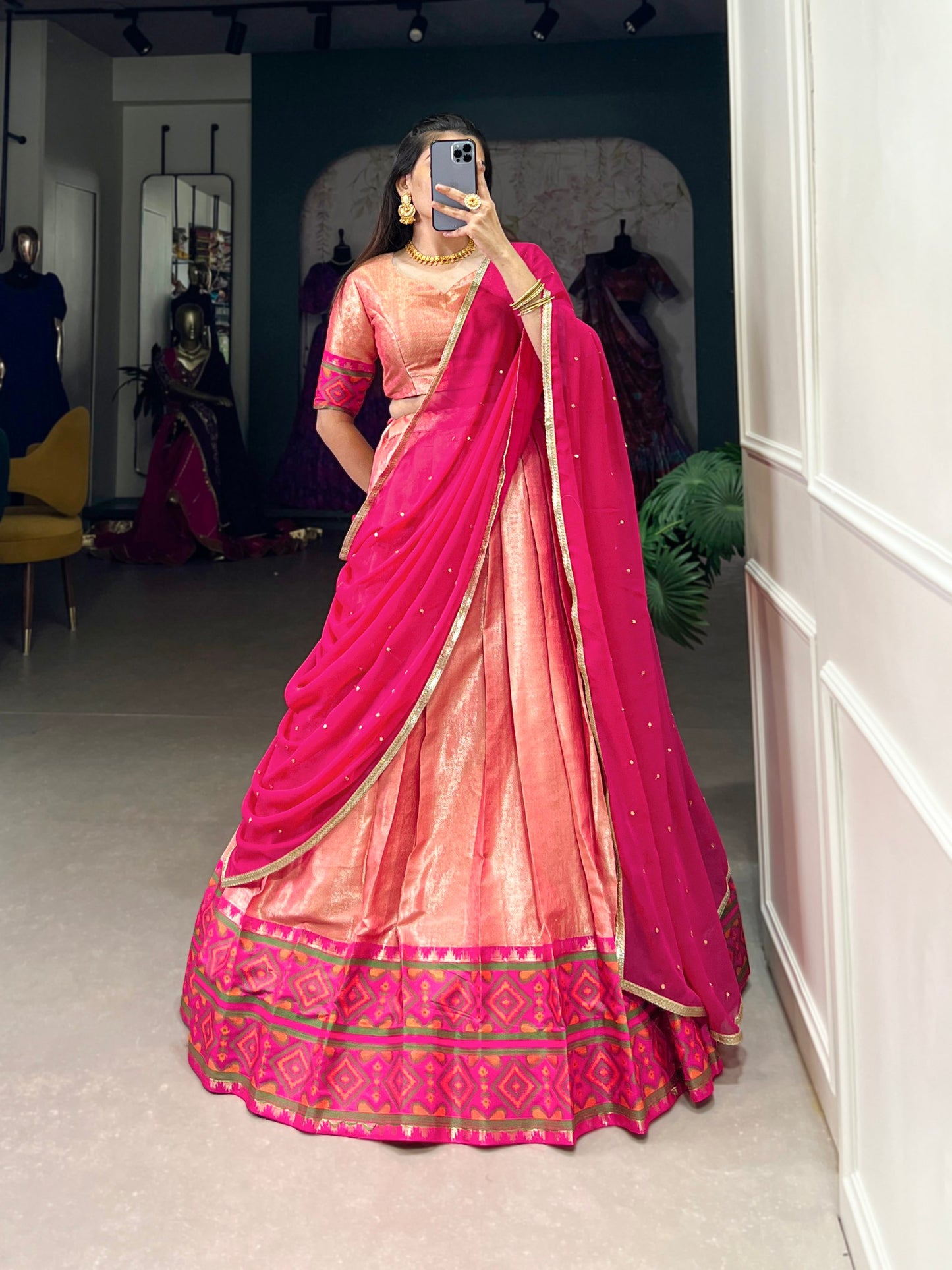 Traditional Ikkat Kanjivaram Lehenga Choli