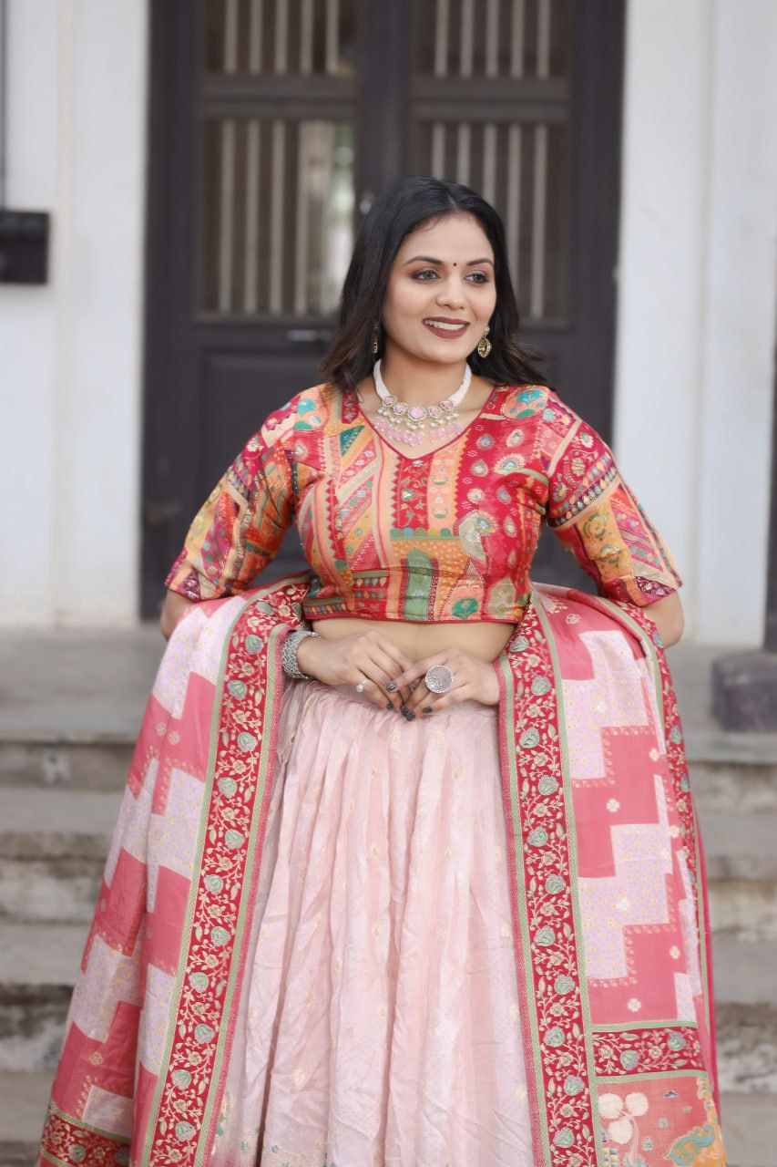Traditional Jacquard Viscose Lehenga