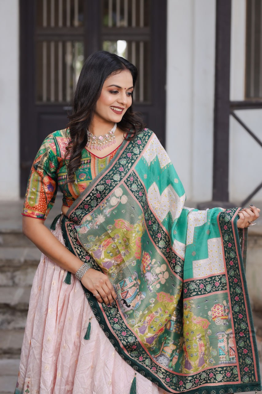 Traditional Jacquard Viscose Lehenga