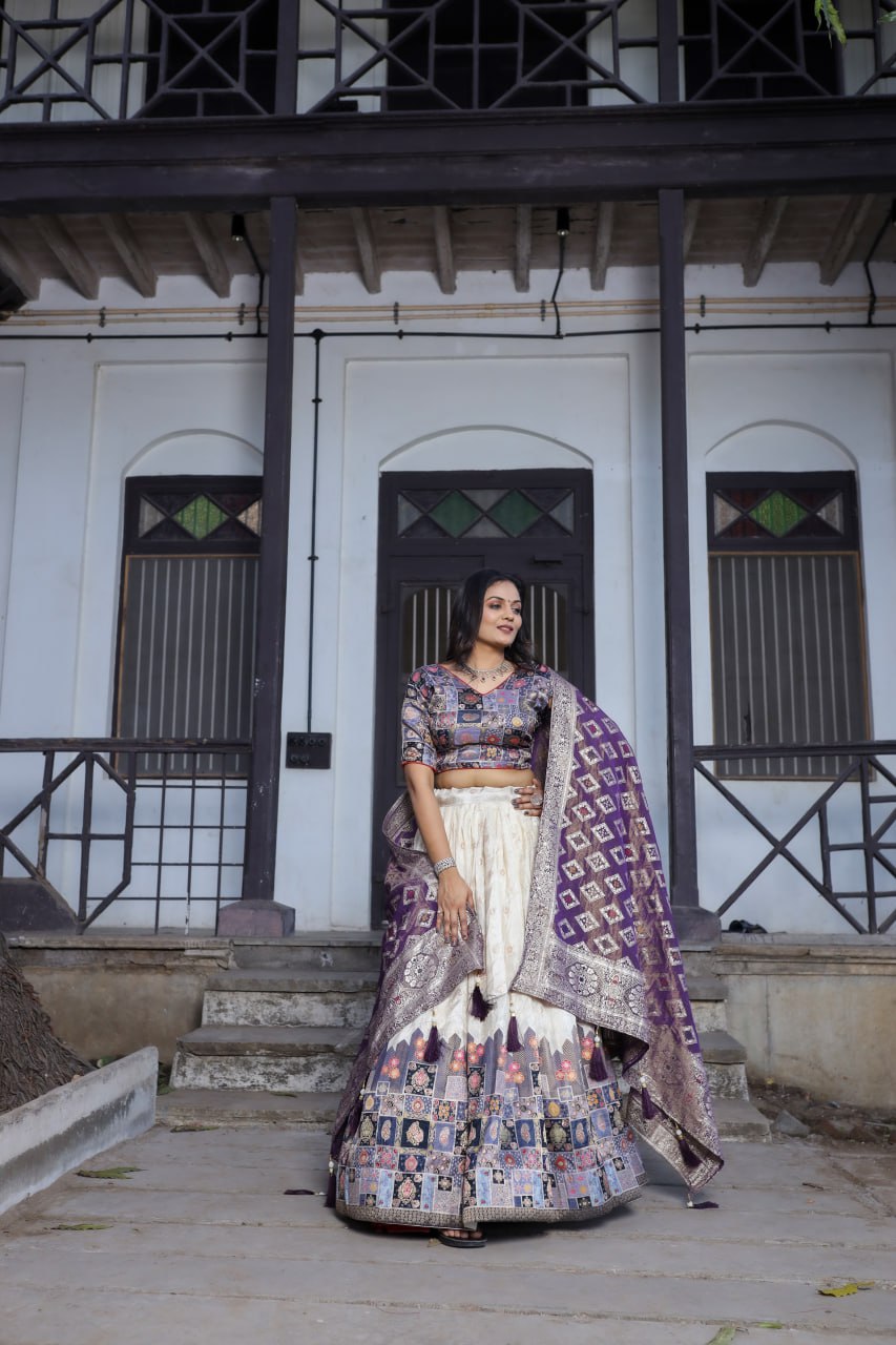 Traditional Jacquard Viscose Wedding Wear Lehenga