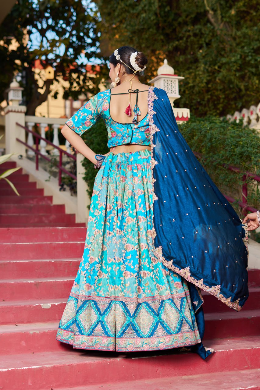 Traditional Jacquard Viscose Wedding Wear Lehenga