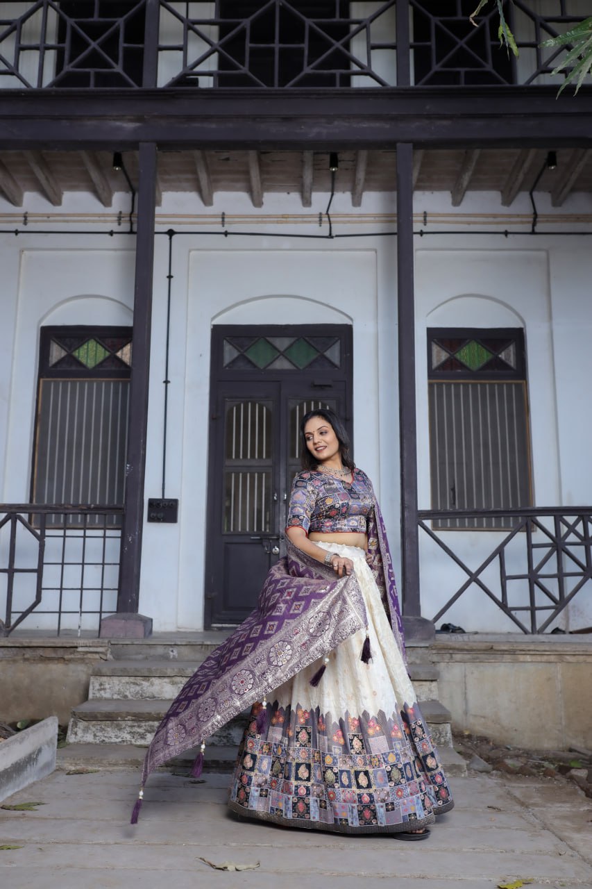 Traditional Jacquard Viscose Wedding Wear Lehenga