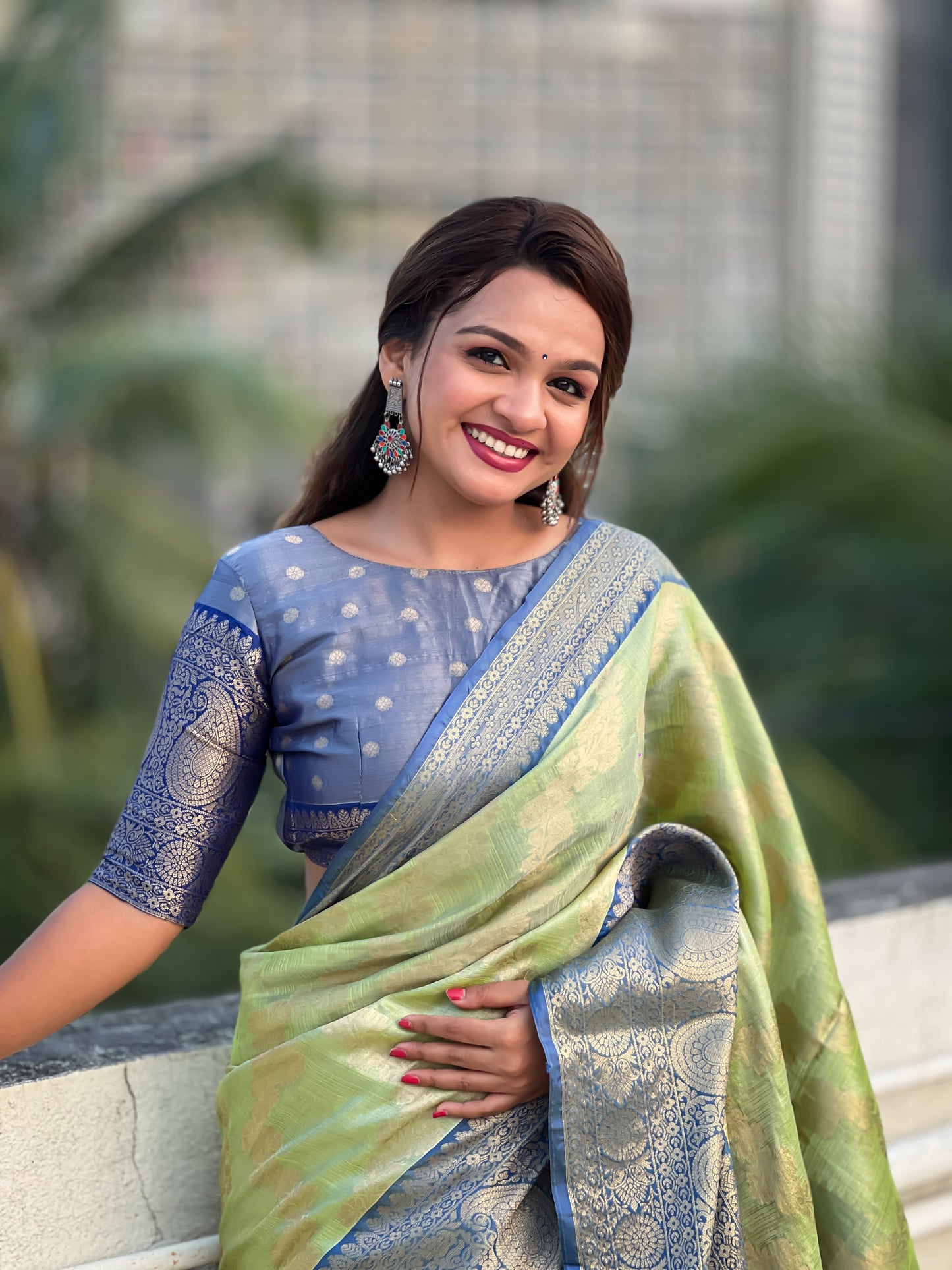 Pista Traditional Kanjivaram Tissue Pattu Saree