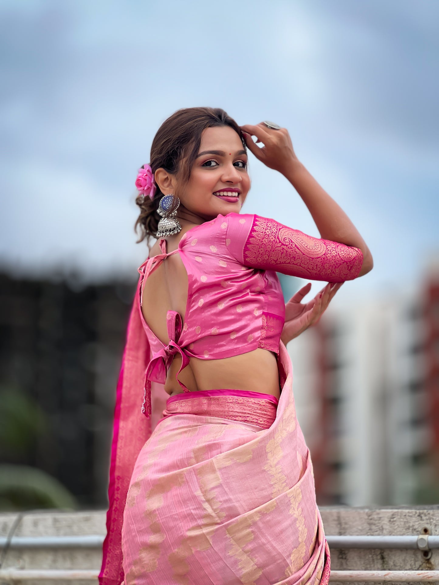 Pink Traditional Kanjivaram Tissue Pattu Saree