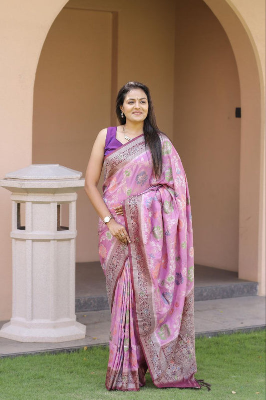 Purple Traditional Khadee Georgette Silk Saree