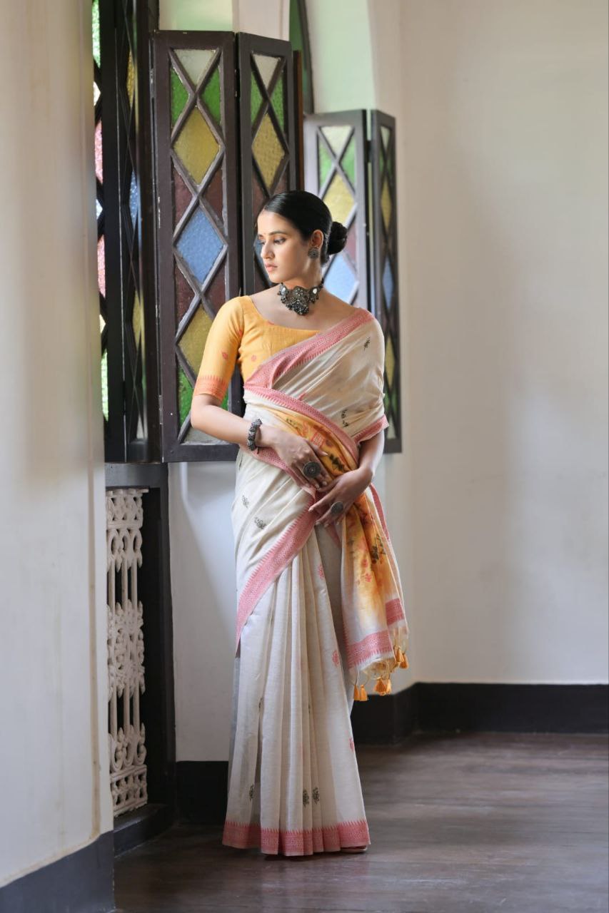 Traditional Muga Cotton Warli Saree