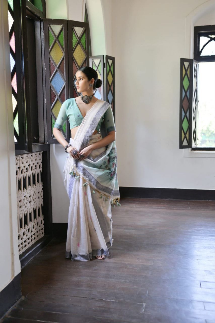 Traditional Muga Cotton Warli Saree