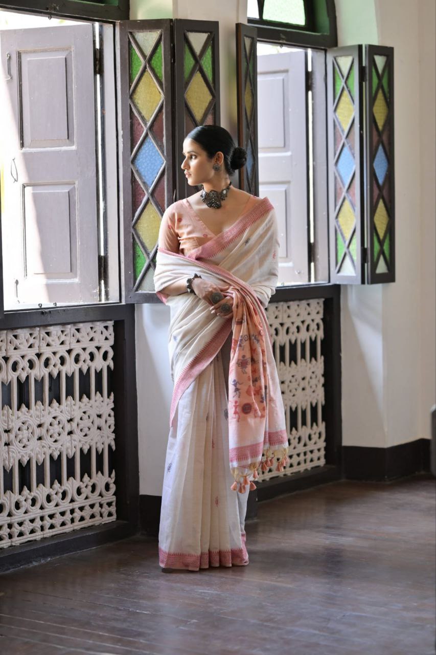Traditional Muga Cotton Warli Saree