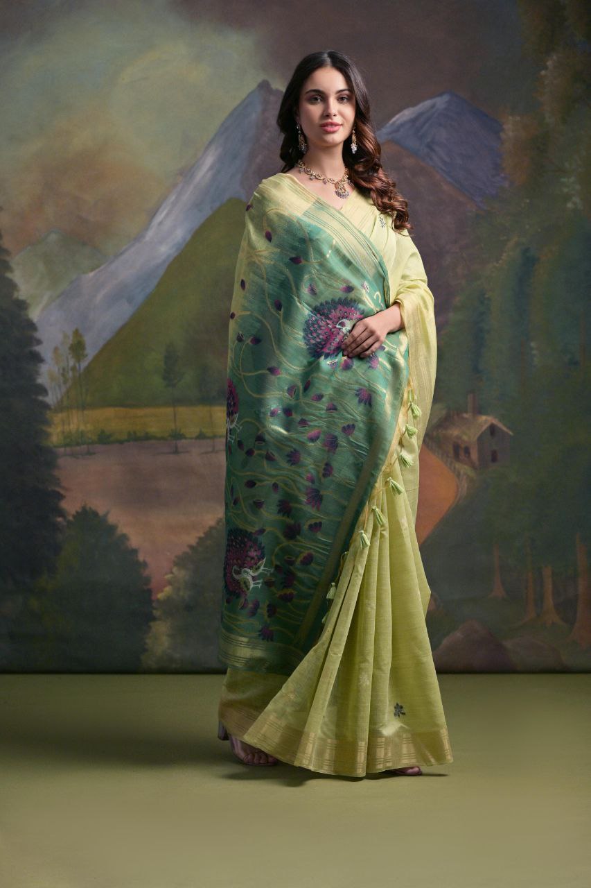 Green Traditional Muga Silk Saree