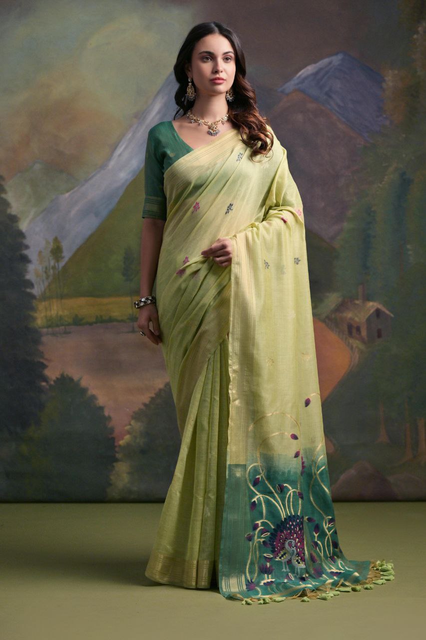 Green Traditional Muga Silk Saree