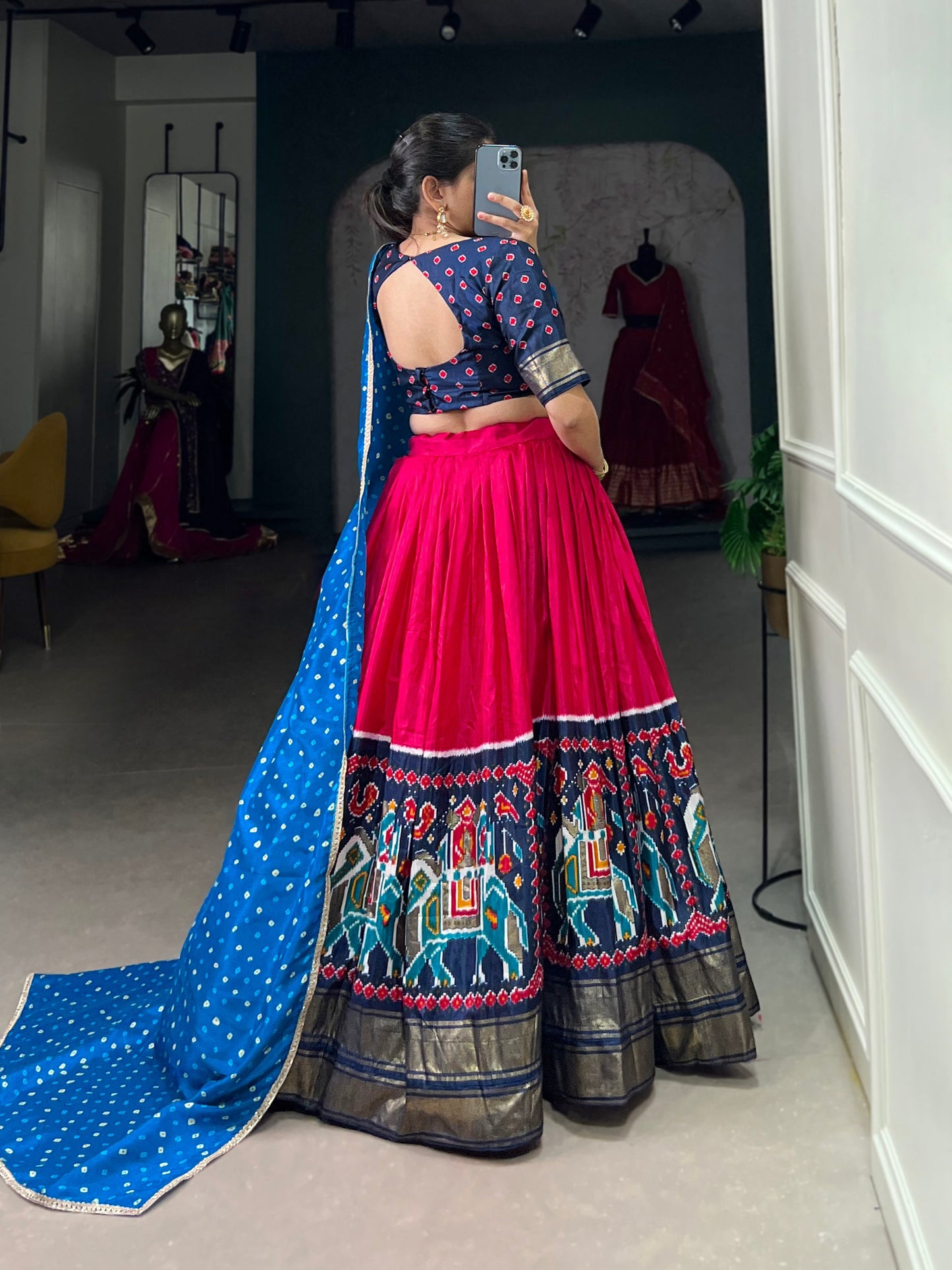 Traditional Patola Printed Dola Silk Lehenga