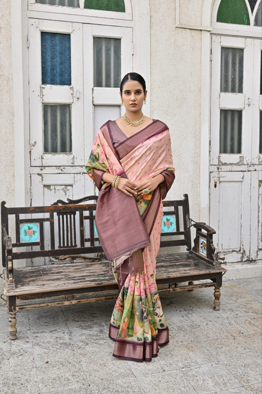 Traditional Soft Bhagalpuri Silk Saree