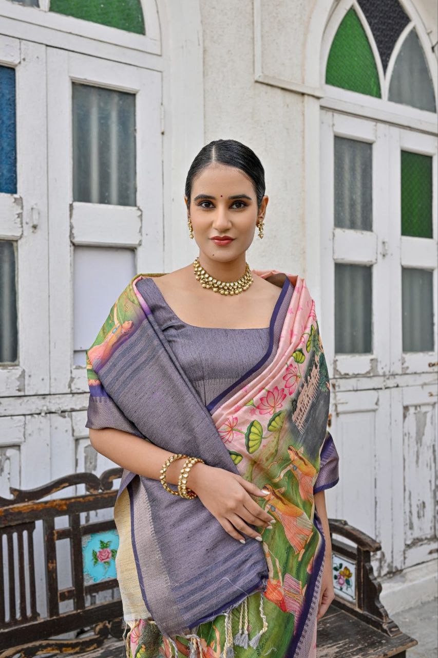 Traditional Soft Bhagalpuri Silk Saree