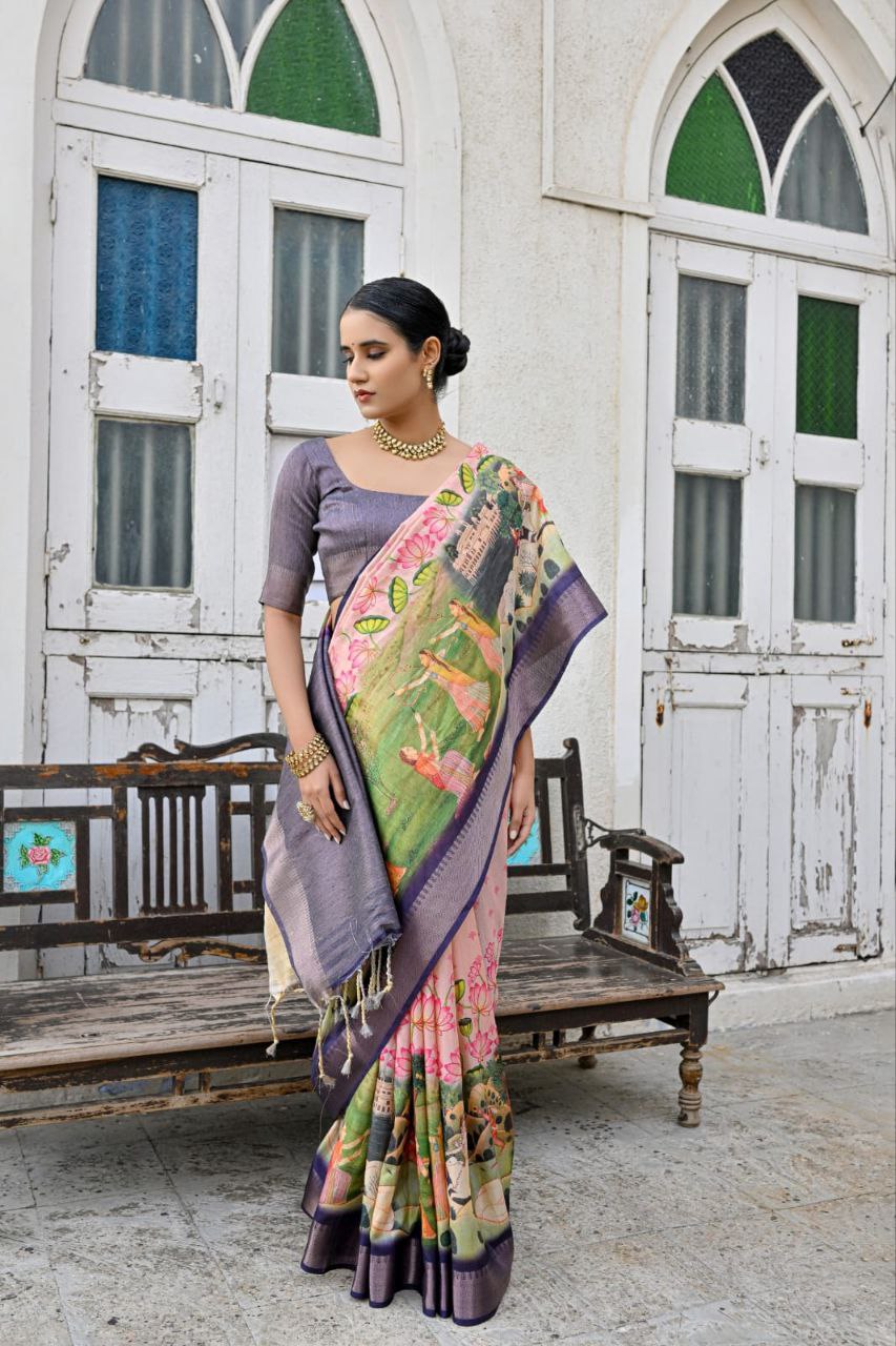 Traditional Soft Bhagalpuri Silk Saree